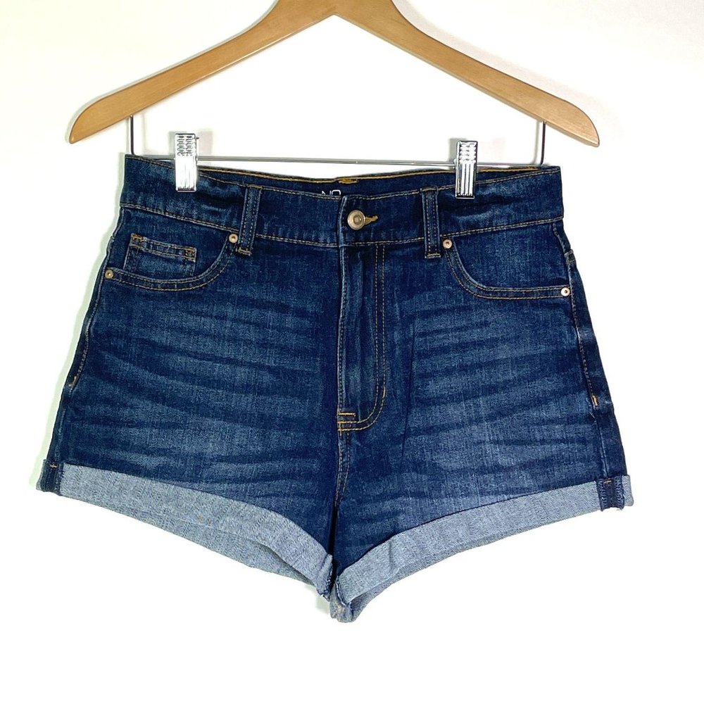 4/$25 Nobo Shorts High Rise Dark Wash Denim Cuffed Junior Size 9‎